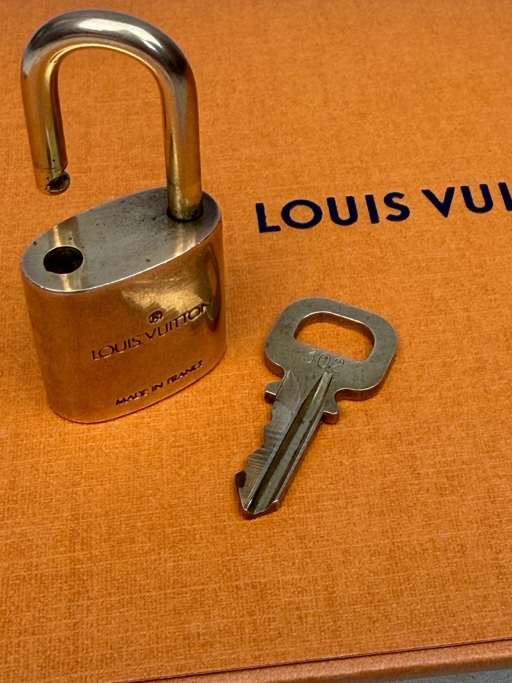 Louis Vuitton Authentic LV Brass Lock and Key #302 Bag Charm Necklace Pendant - Picture 9 of 10